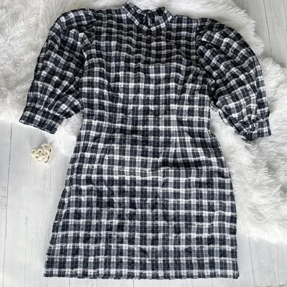 GANNI Houndstooth Black & White Cute Checkered Dress - Picture 5 of 16